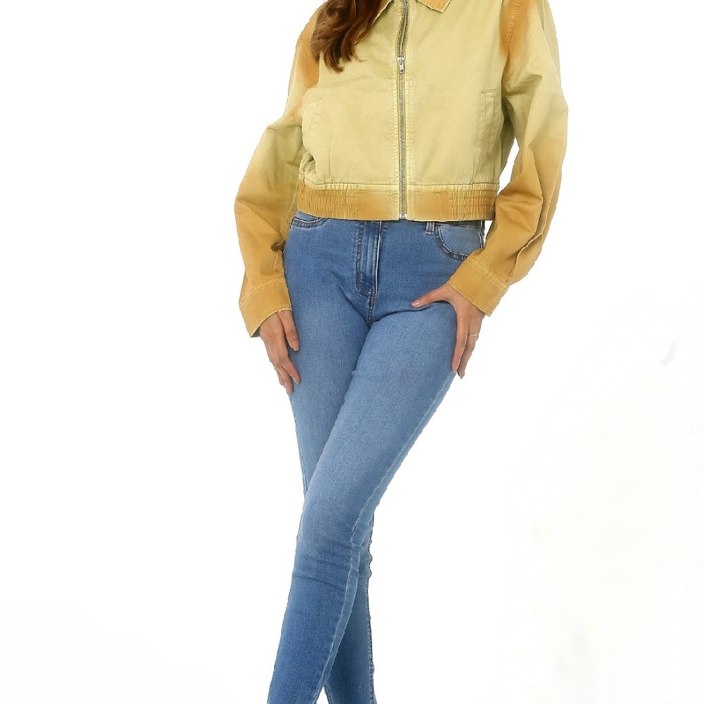 Yellow Jean Jacket with Cropped Fit and Relaxed Style